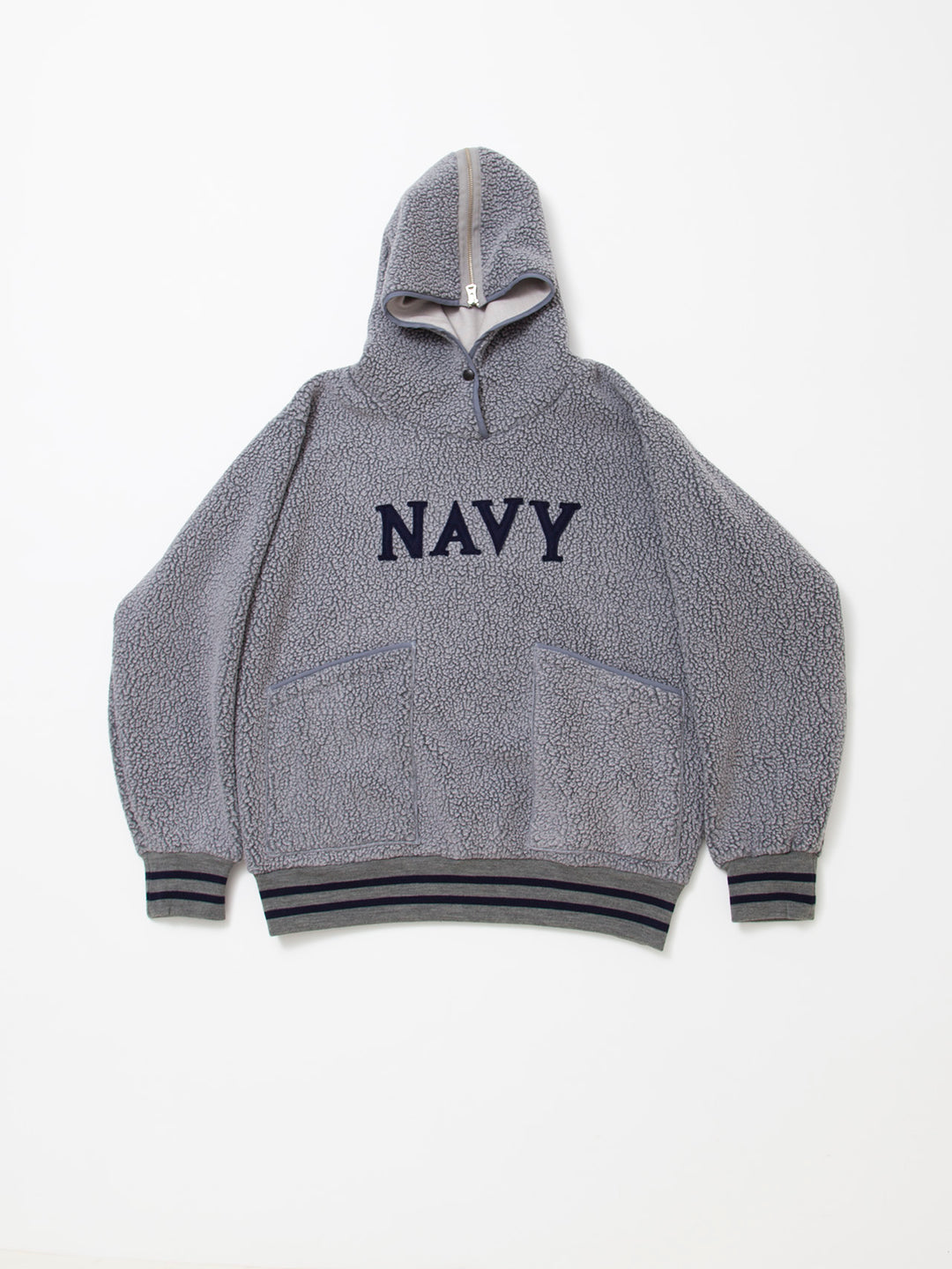 CJ013・NAVY Athletic Parka / POLARTEC Heavy Boa Fleece w/"NAVY" Felt - Grey