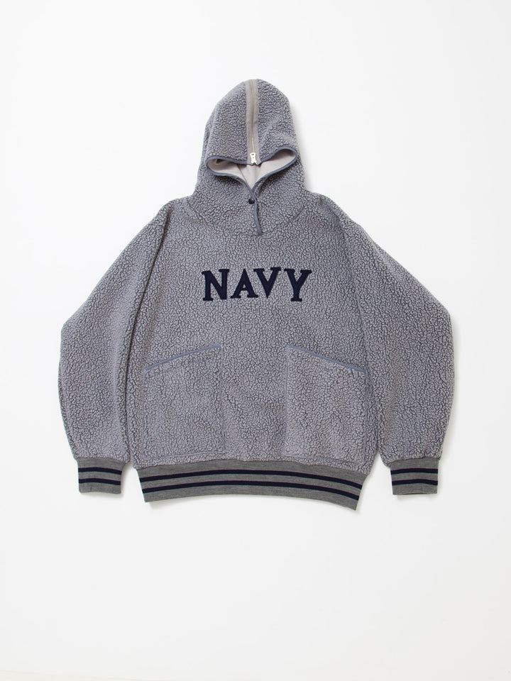 CJ013・NAVY Athletic Parka / POLARTEC Heavy Boa Fleece w/"NAVY" Felt - Grey