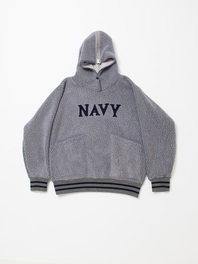 CJ013 - CORONA・NAVY Athletic Parka / POLARTEC Heavy Boa Fleece w/"NAVY" Felt - Grey