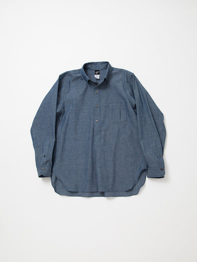 CS005 - CORONA・White Collar Work Shirt / Cotton Blue Chambray