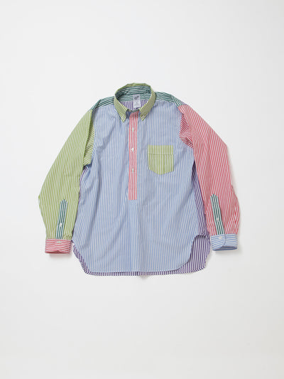 CS005 - CORONA・White Collar Work Shirt / Stripe Broadcloth - Crazy Pattern