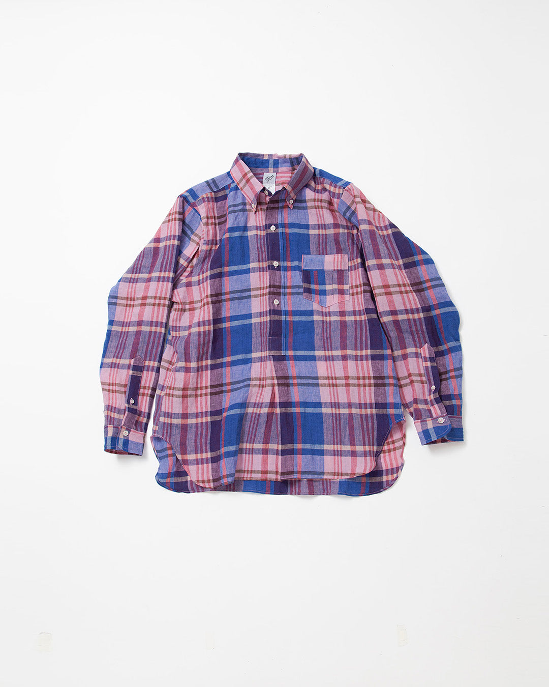 THE CORONA UTILITY - CS005・White Collar Pullover Work Shirt / Pink × Blue