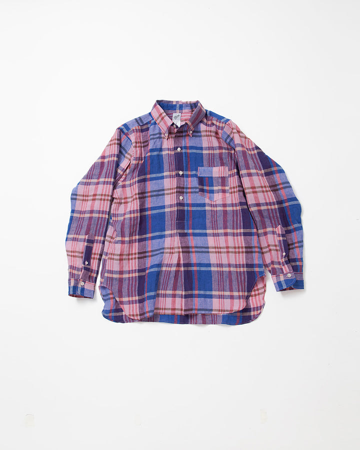 CS005・White Collar Pullover Work Shirt / Pink × Blue