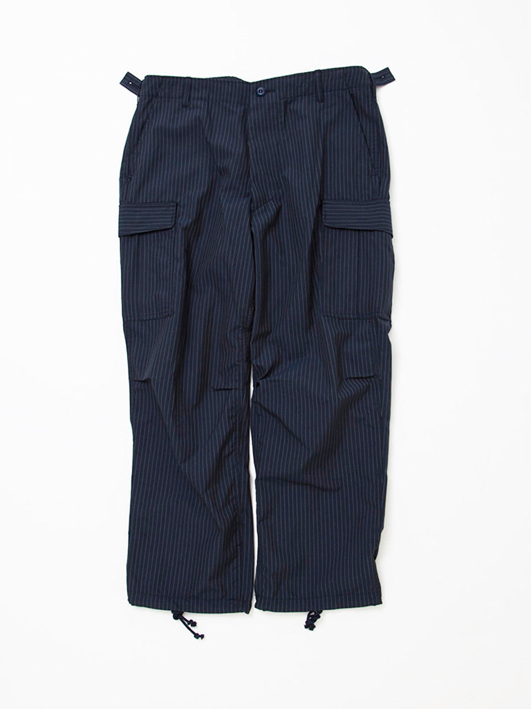 FP006 - FATIGUE SLACKS "JUNGLE SLACKS" / TR Stripe Oxford - Grey Pinstripe on Navy