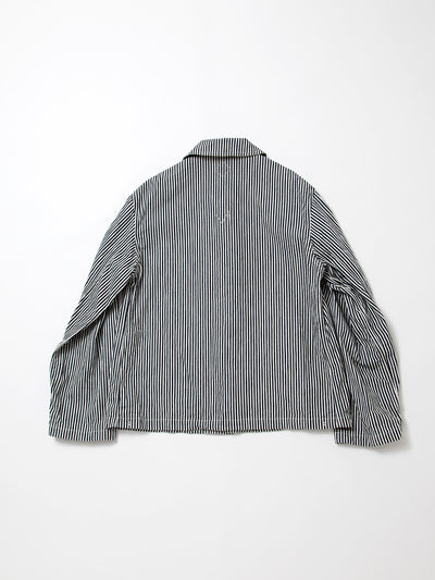 CJ004 - CORONA・Utility Navy Jumper / High Density Hickory Stripe - Indigo×Natural