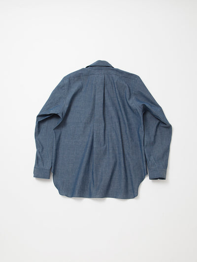 CS005 - CORONA・White Collar Work Shirt / Cotton Blue Chambray