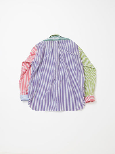 CS005 - CORONA・White Collar Work Shirt / Stripe Broadcloth - Crazy Pattern