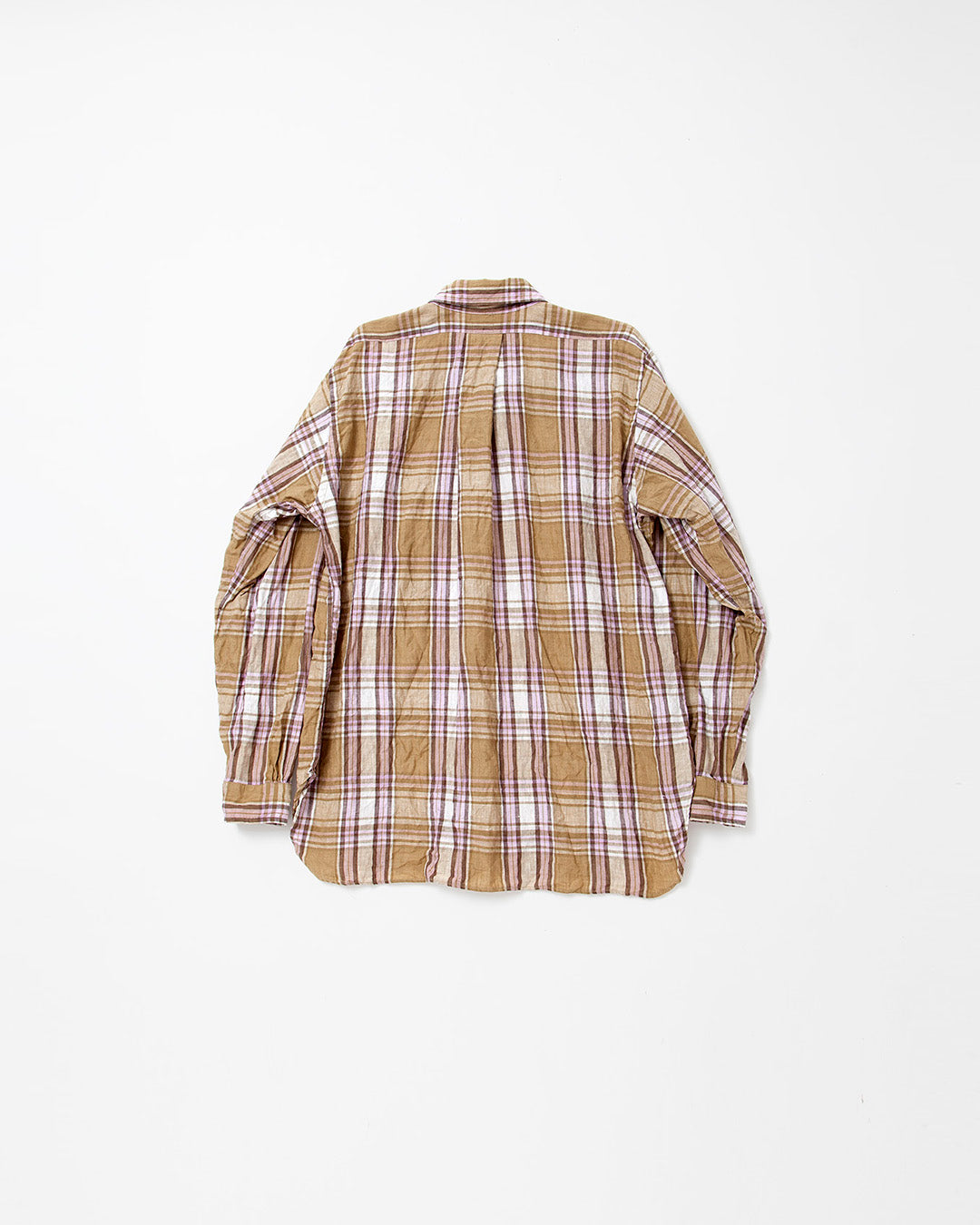 CS005・White Collar Pullover Work Shirt / Khaki × Pink