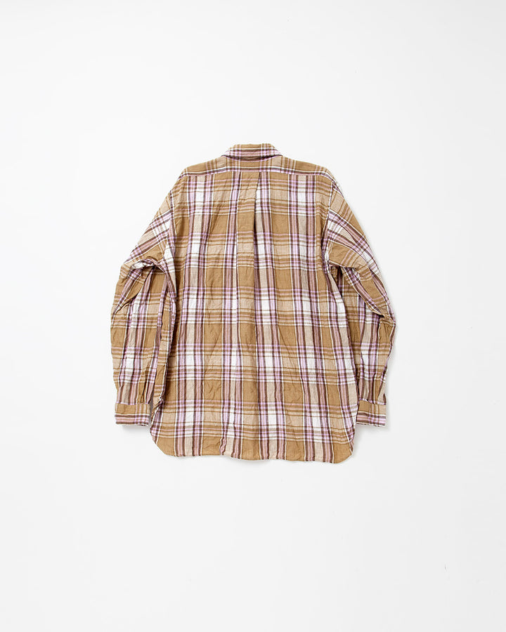 CS005・White Collar Pullover Work Shirt / Khaki × Pink