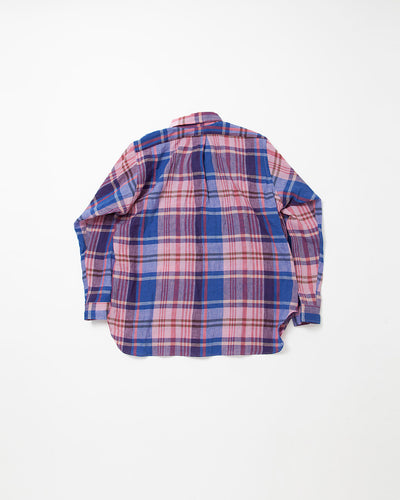 THE CORONA UTILITY・White Collar Pullover Work Shirt / Pink × Blue