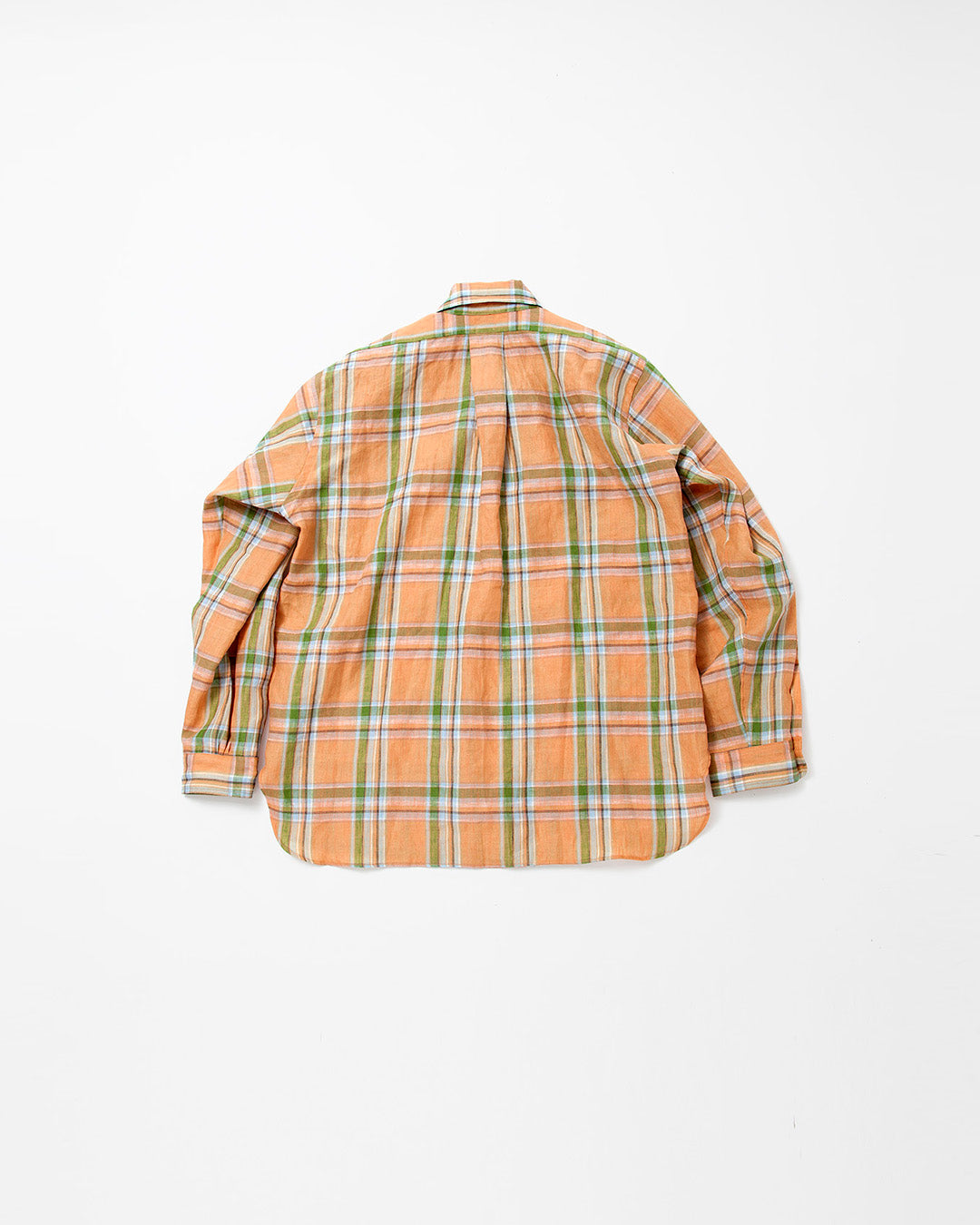 CS005・White Collar Pullover Work Shirt / Orange × Green