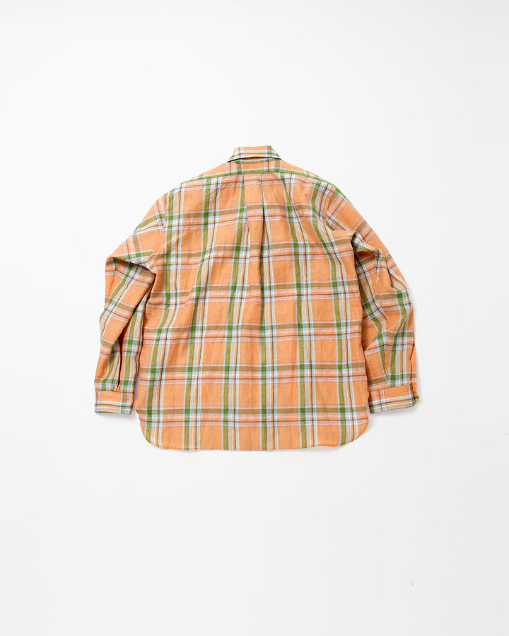 CS005・White Collar Pullover Work Shirt / Orange × Green