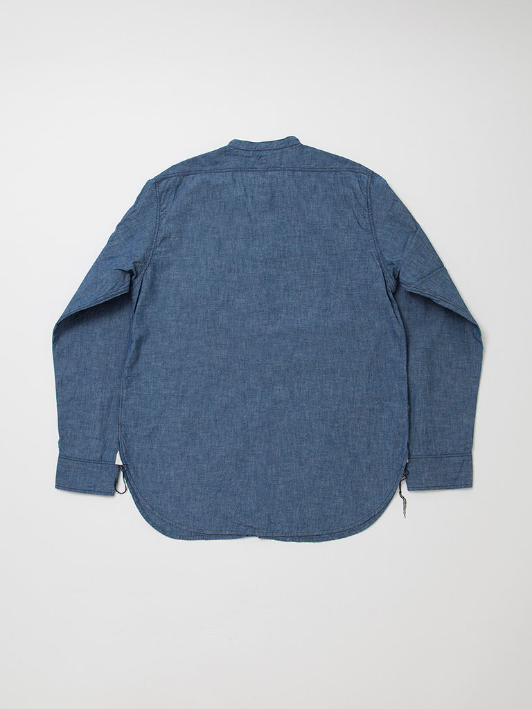 THE CORONA UTILITY - CS099・NAVY 1pocket Band Collar Shirt / Cotton Blue Chambray