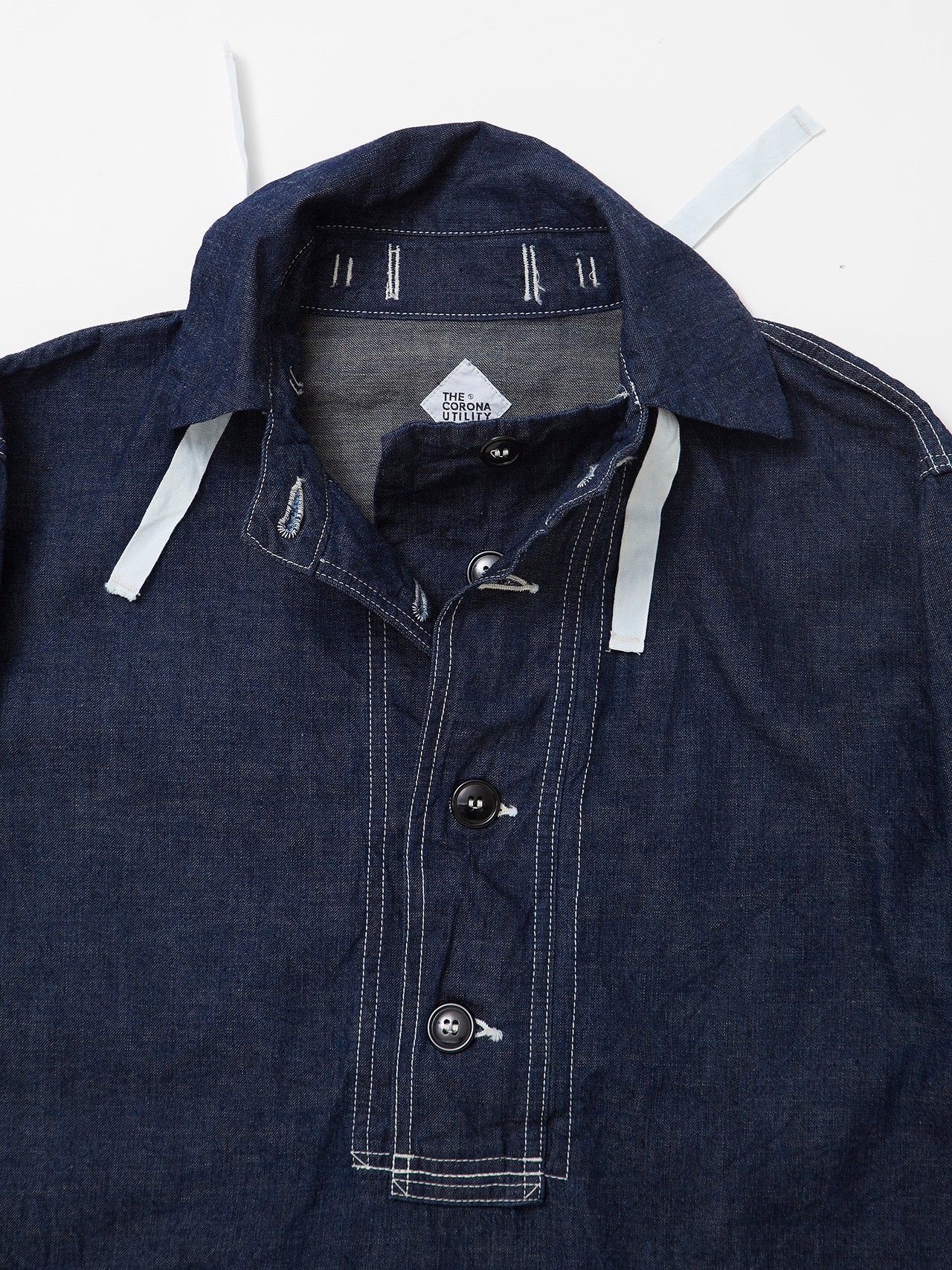 CJ003 - CORONA・Utility Navy Pullover Jacket / High Density Indigo Denim w/Natural Stitch