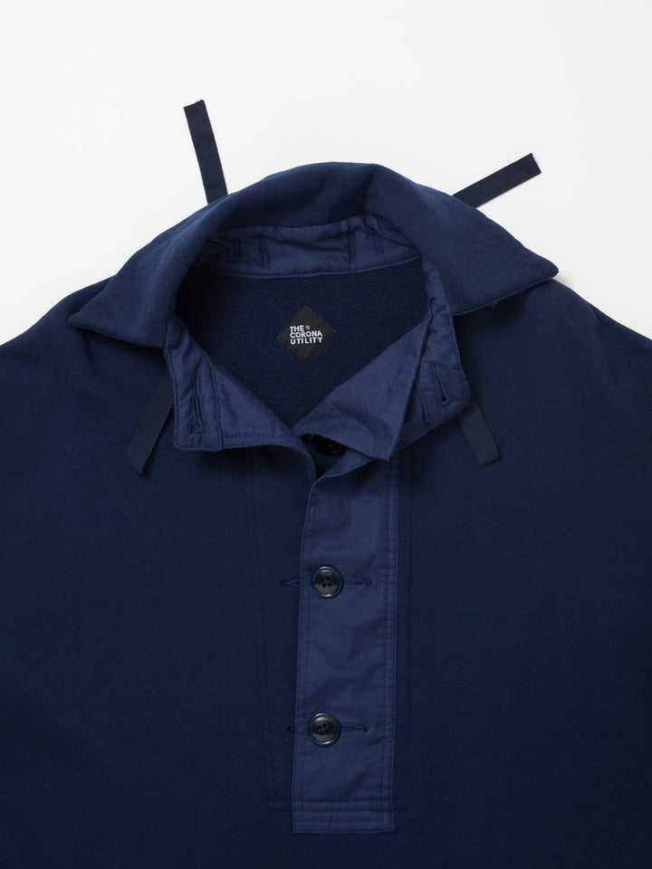 CJ003・Utility Navy Pullover Jacket / Cotton Fleece - Navy
