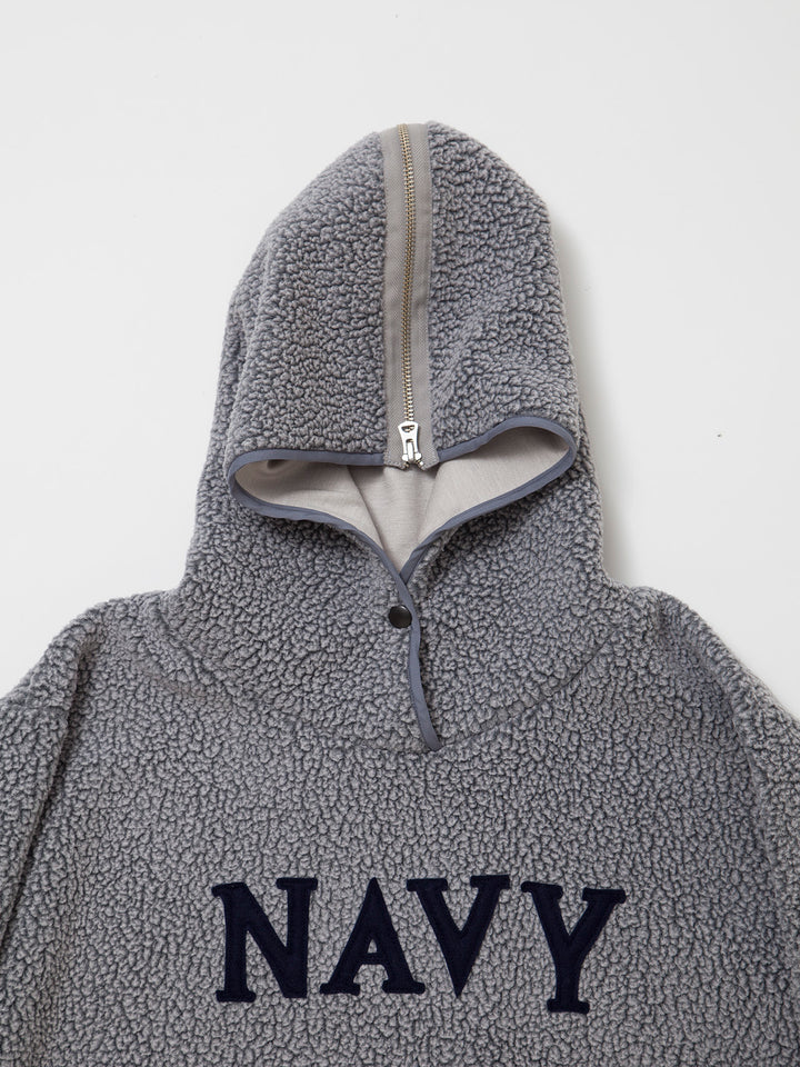 CJ013・NAVY Athletic Parka / POLARTEC Heavy Boa Fleece w/"NAVY" Felt - Grey