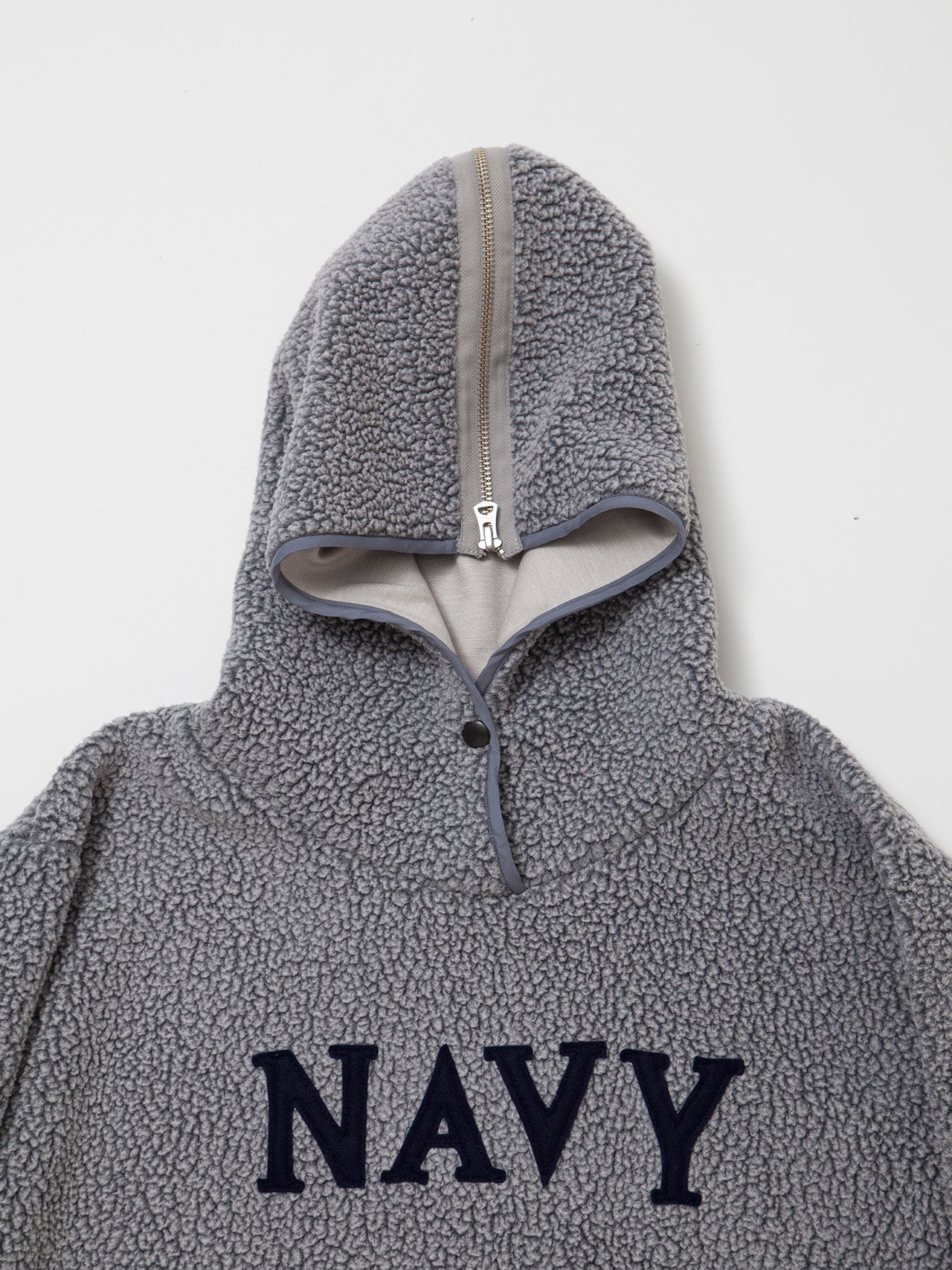 CJ013 - CORONA・NAVY Athletic Parka / POLARTEC Heavy Boa Fleece w/"NAVY" Felt - Grey