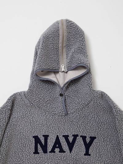 CJ013 - CORONA・NAVY Athletic Parka / POLARTEC Heavy Boa Fleece w/"NAVY" Felt - Grey