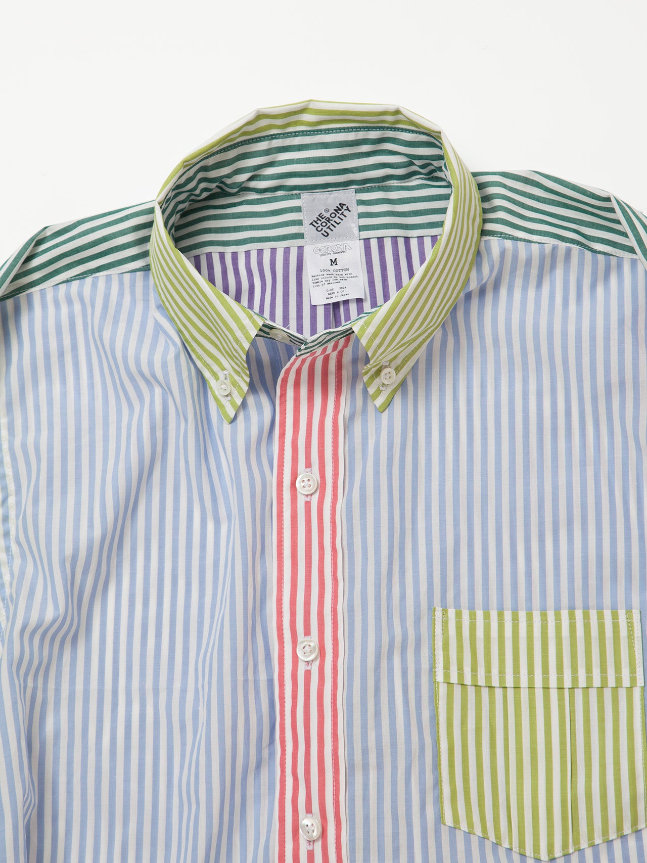 CS005 - CORONA・White Collar Work Shirt / Stripe Broadcloth - Crazy Pattern