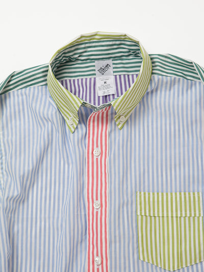 CS005 - CORONA・White Collar Work Shirt / Stripe Broadcloth - Crazy Pattern