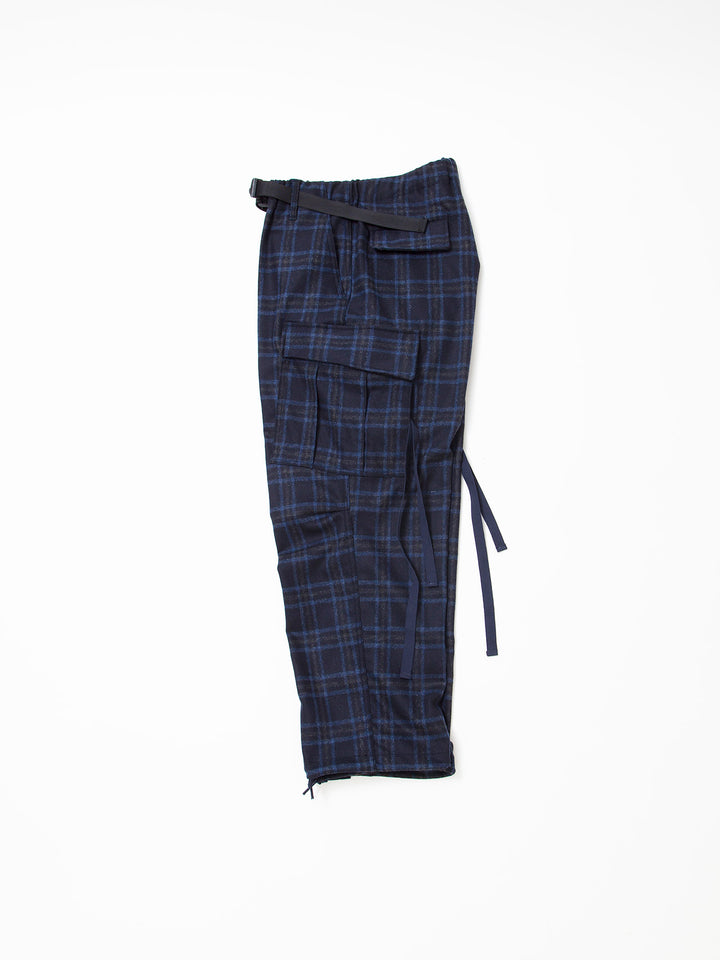 FP006E・"JUNGLE EASY SLACKS" / Stretch Wool Check - Navy Check
