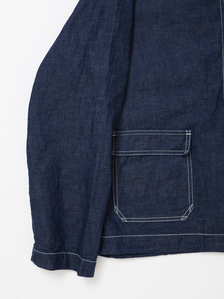 CJ003・Utility Navy Pullover Jacket / High Density Indigo Denim w/Natural Stitch