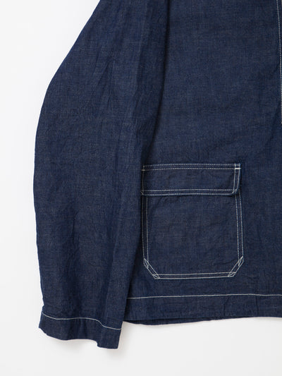 CJ003 - CORONA・Utility Navy Pullover Jacket / High Density Indigo Denim w/Natural Stitch