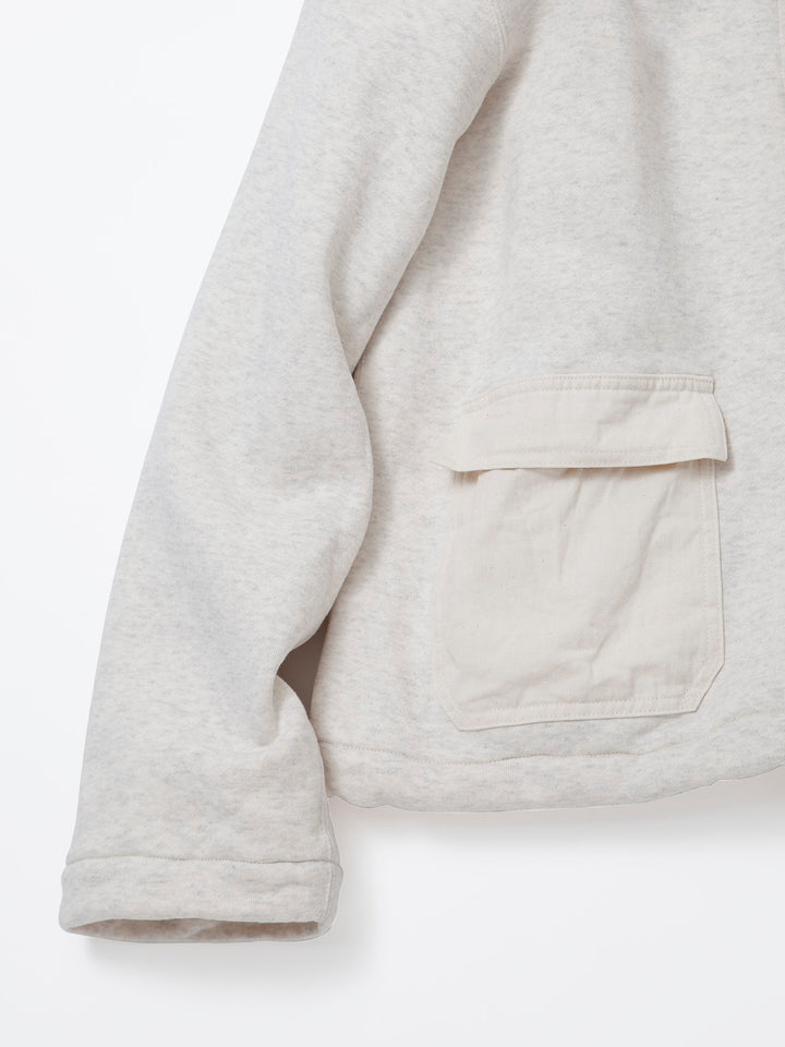 CJ003・Utility Navy Pullover Jacket / Cotton Fleece - Oatmeal