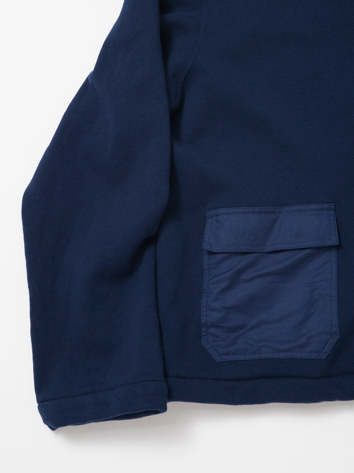 CJ003・Utility Navy Pullover Jacket / Cotton Fleece - Navy