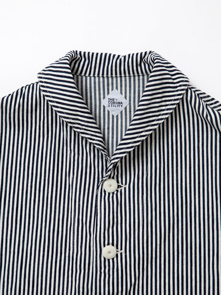 CJ004・Utility Navy Jumper / High Density Hickory Stripe - Indigo×Natural