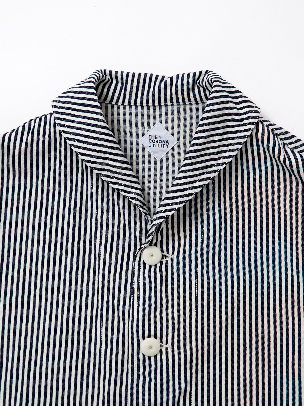 CJ004 - CORONA・Utility Navy Jumper / High Density Hickory Stripe - Indigo×Natural