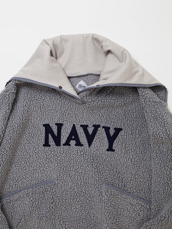 CJ013・NAVY Athletic Parka / POLARTEC Heavy Boa Fleece w/"NAVY" Felt - Grey