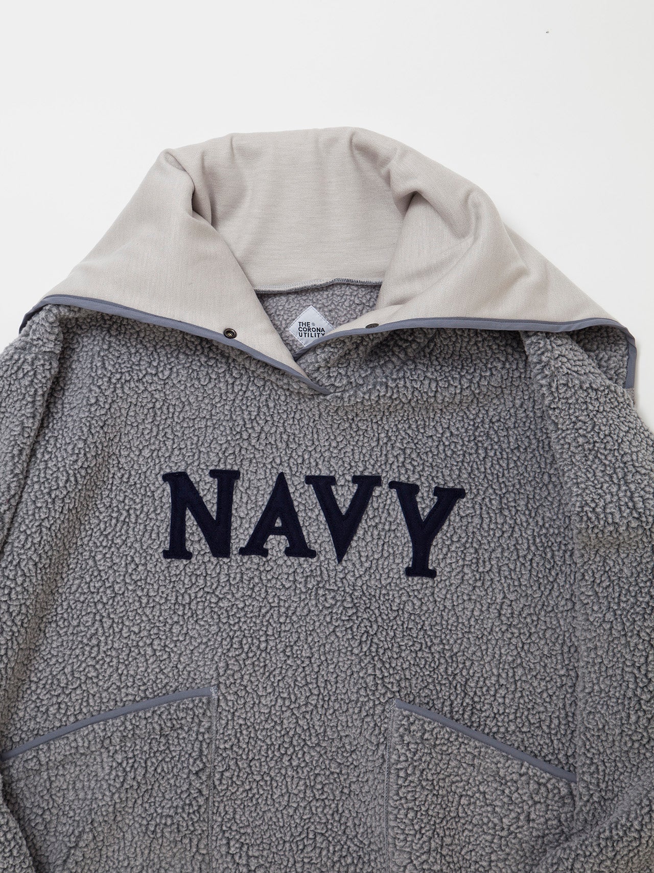 CJ013 - CORONA・NAVY Athletic Parka / POLARTEC Heavy Boa Fleece w/"NAVY" Felt - Grey