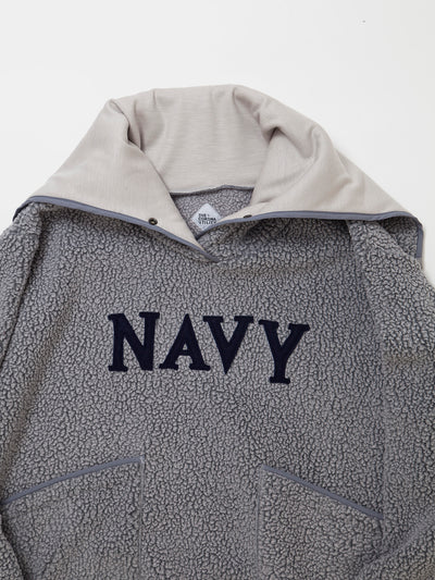 CJ013 - CORONA・NAVY Athletic Parka / POLARTEC Heavy Boa Fleece w/"NAVY" Felt - Grey