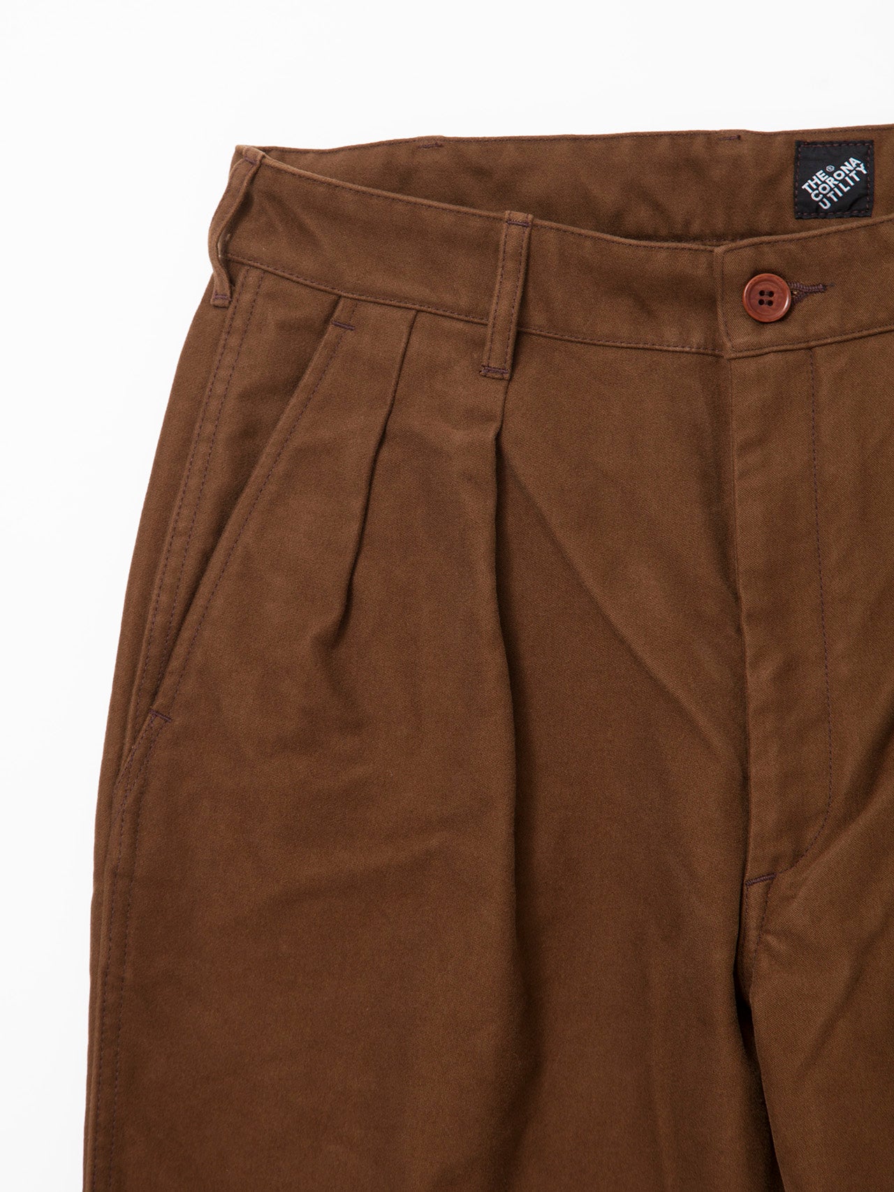 【イタリア製】Rota コットンモールスキン　2タックトラウザーズ　ブラウン イタリア製】Rota コットンモールスキン 2タック トラウザーズ