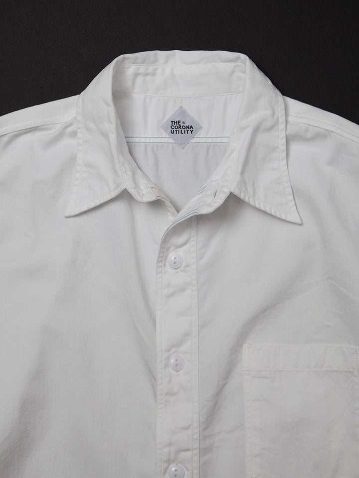 CS001・NAVY 1pocket Shirt / Peru Cotton Shirt Twill - Off-White