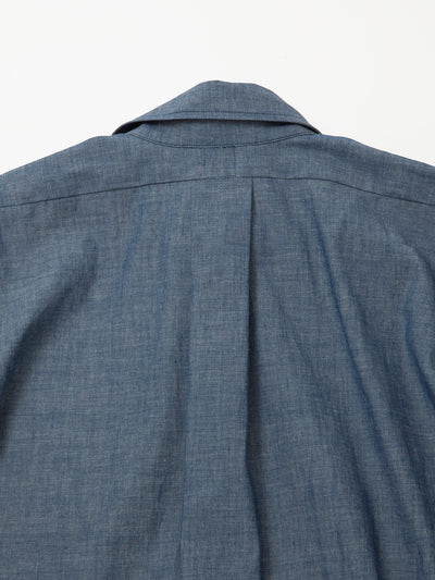 CS005 - CORONA・White Collar Work Shirt / Cotton Blue Chambray