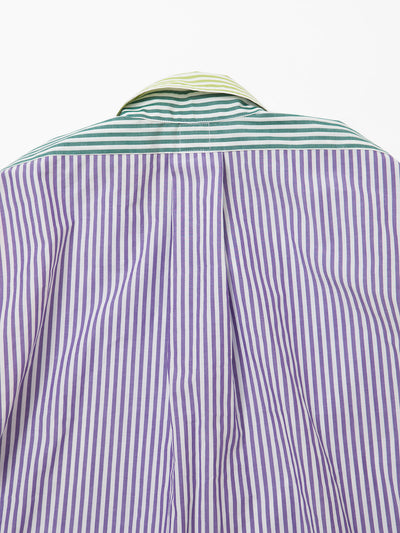CS005 - CORONA・White Collar Work Shirt / Stripe Broadcloth - Crazy Pattern