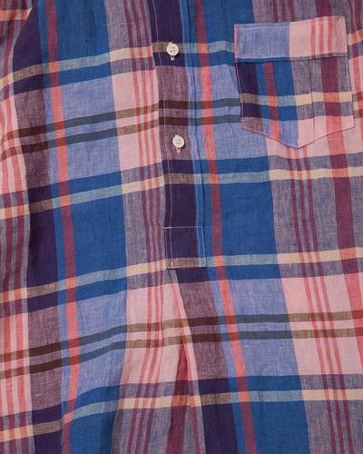 THE CORONA UTILITY・White Collar Pullover Work Shirt / Pink × Blue