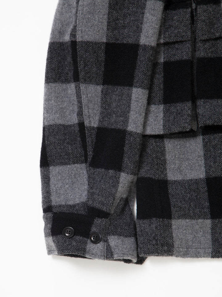 CS023・Combat Hiker Jac Shirt / Buffalo Check - Grey × Black