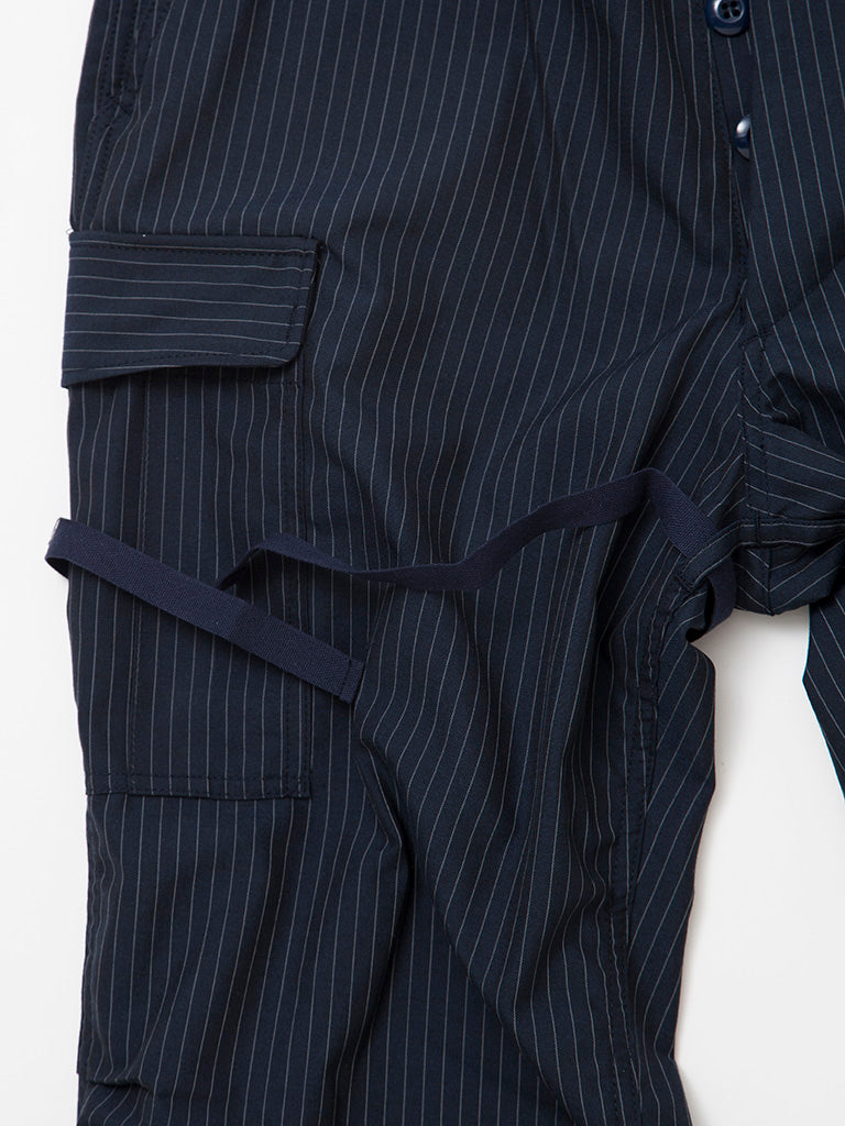 FP006 - FATIGUE SLACKS "JUNGLE SLACKS" / TR Stripe Oxford - Grey Pinstripe on Navy