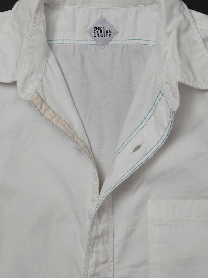 CS001・NAVY 1pocket Shirt / Peru Cotton Shirt Twill - Off-White