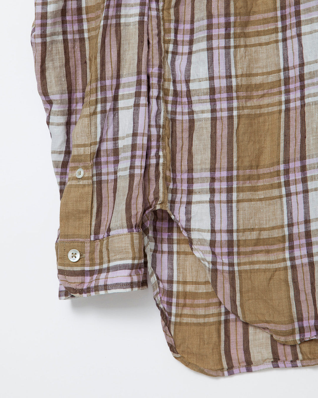CS005・White Collar Pullover Work Shirt / Khaki × Pink