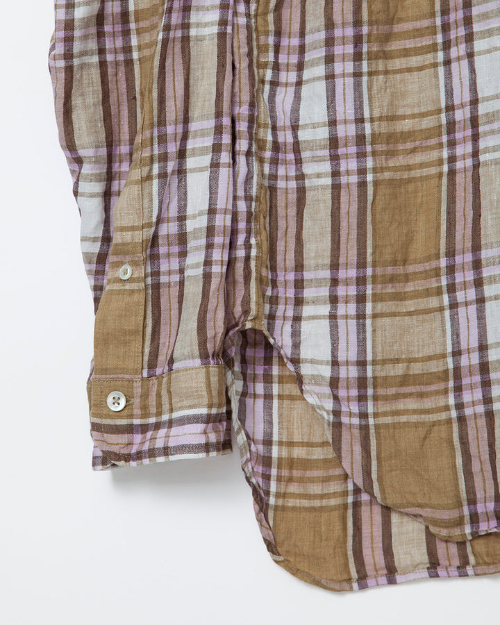CS005・White Collar Pullover Work Shirt / Khaki × Pink