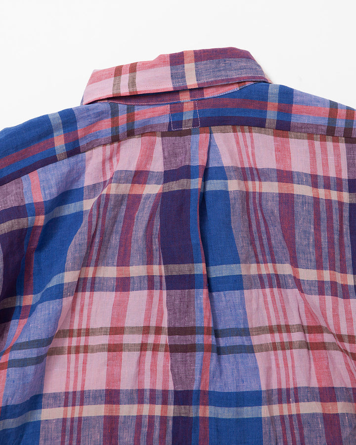 CS005・White Collar Pullover Work Shirt / Pink × Blue