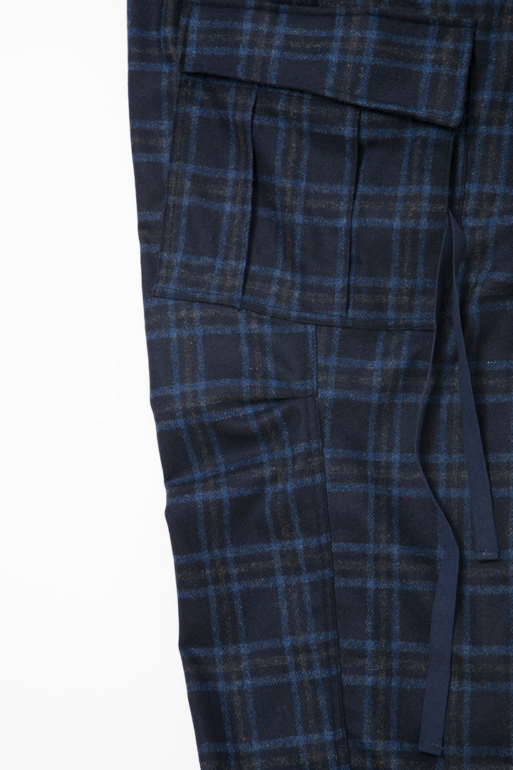 FP006E・"JUNGLE EASY SLACKS" / Stretch Wool Check - Navy Check