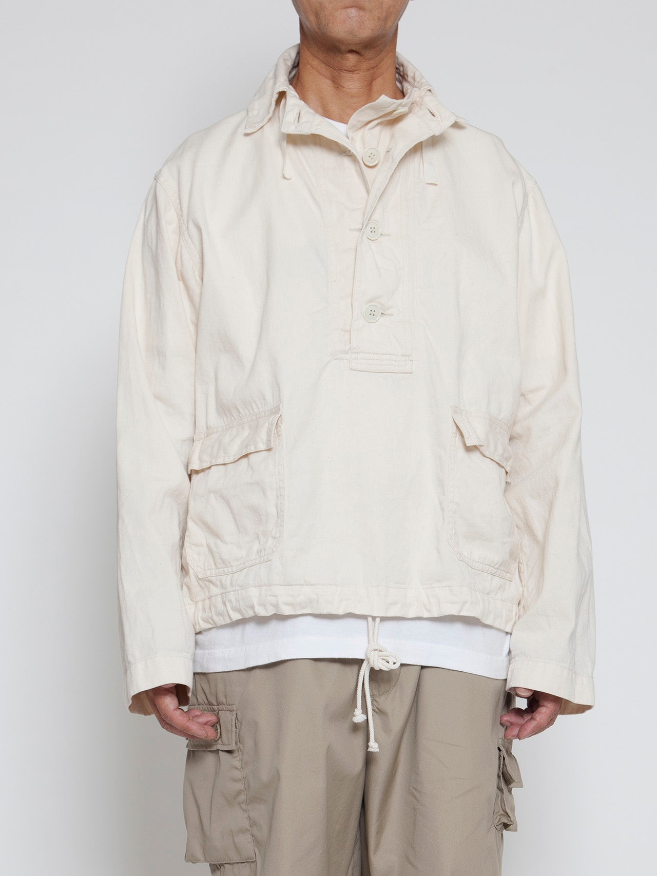 CJ003・Utility Navy Pullover Jacket / Natural Drill – THE