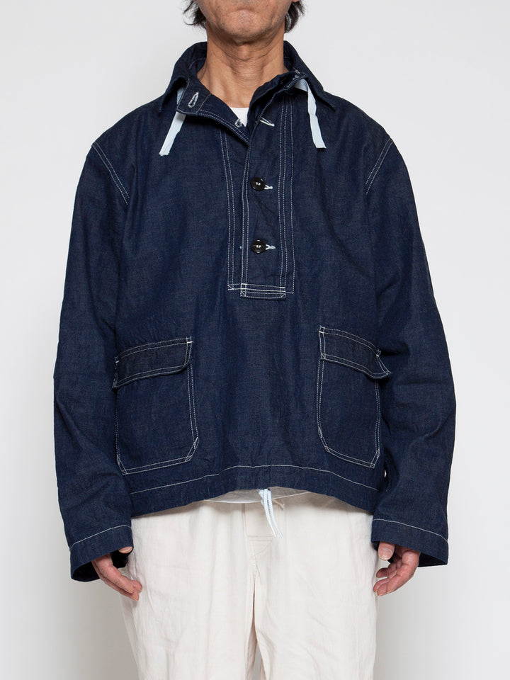CJ003・Utility Navy Pullover Jacket / High Density Indigo Denim w/Natural Stitch