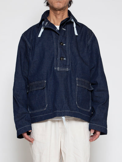 CJ003 - CORONA・Utility Navy Pullover Jacket / High Density Indigo Denim w/Natural Stitch