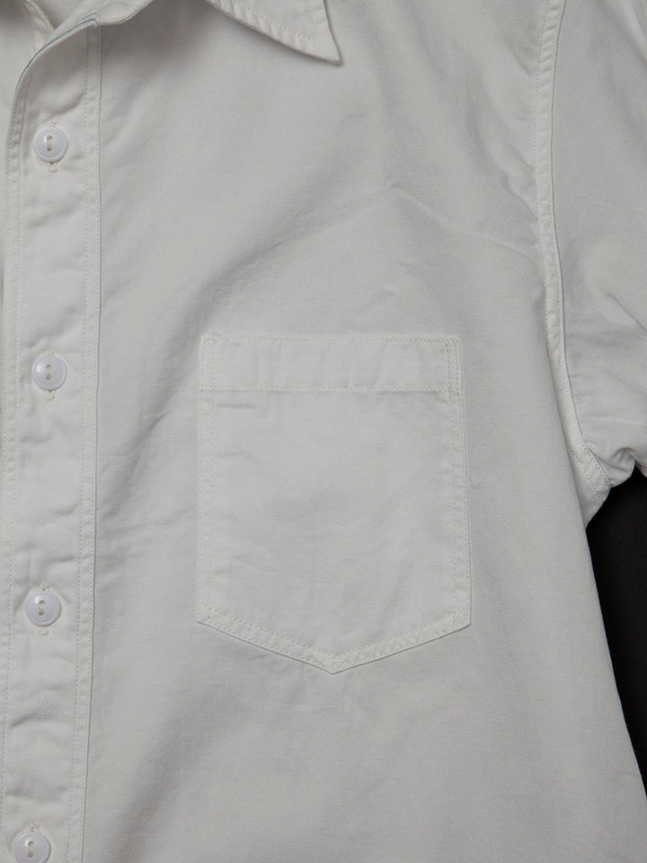 CS001・NAVY 1pocket Shirt / Peru Cotton Shirt Twill - Off-White